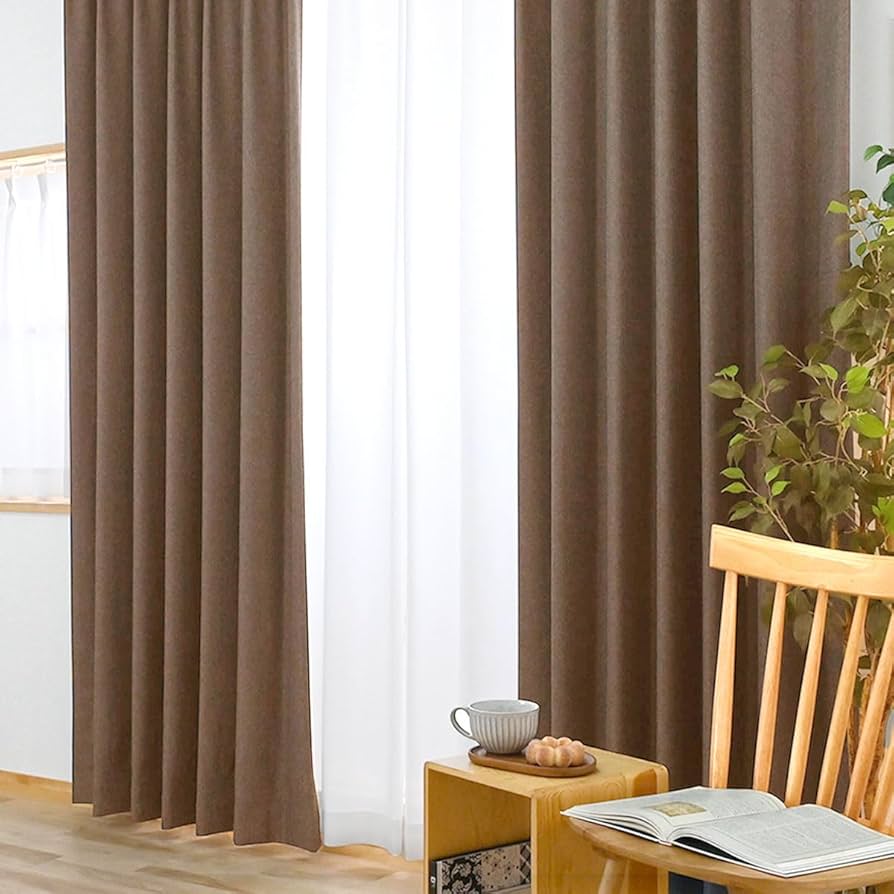 完全遮光オーダーカーテン　ブラウン　(幅)100×(丈)200cm×2枚 オーダーカーテン 完全遮光 幅100～200cm×丈80～230cm 全15色